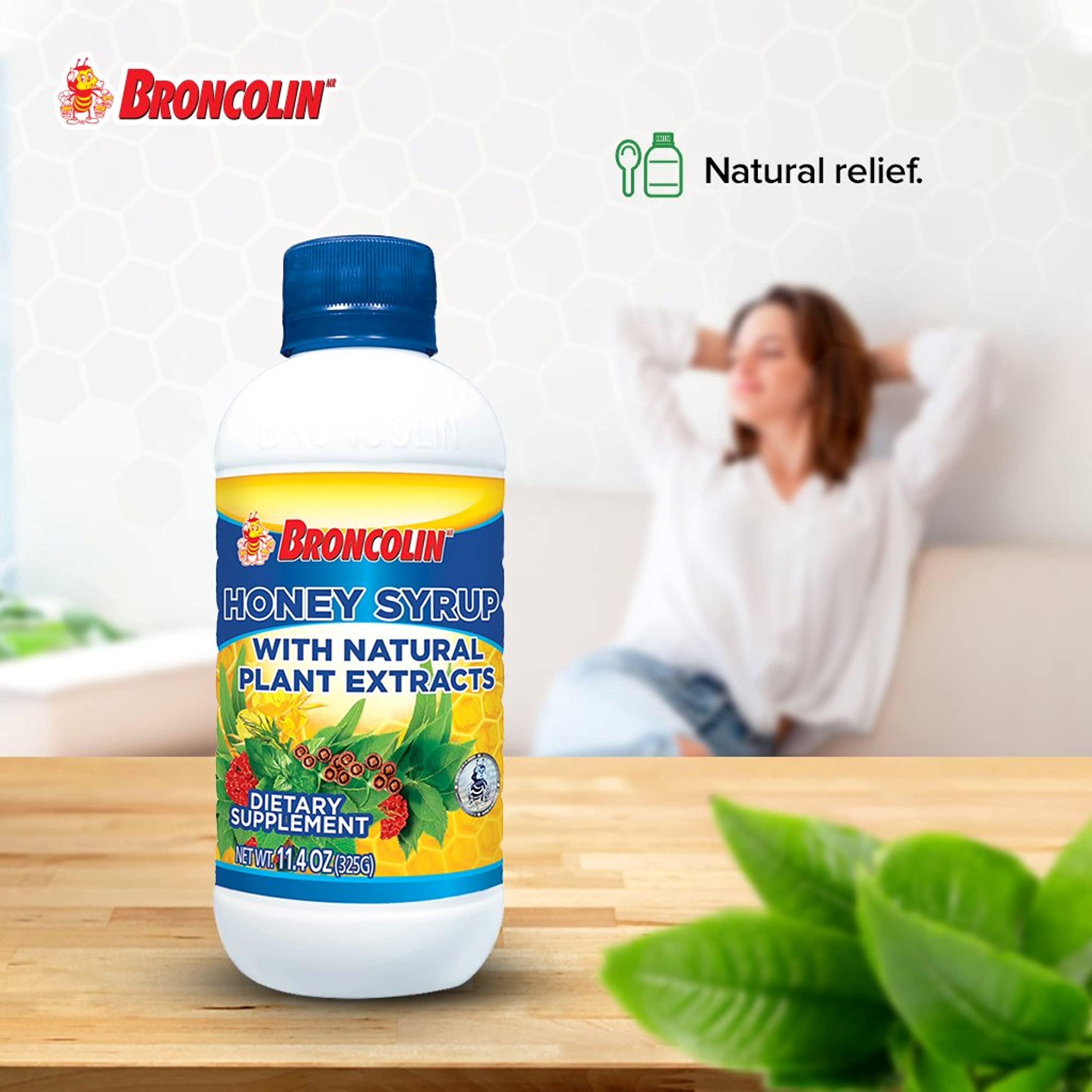Broncolin Honey Syrup with Propolis, Syrup with Natural Plant extracts to Refresh Your Throat, Natural Ingredients, Elderberry,