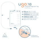 Ugo 2L Night Bags (x10) - Urine Drainage Bags/Catheter Night Bags, T Tap or Lever Tap with Kink Free Connection (Pack of 10) (Ug