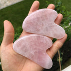 Mndrlin Natural Rose Quartz Crystal Jade Gua Sha Scraping Facial Massage Tool, Stone Scraping Scraper Board for SPA Reduce Fine