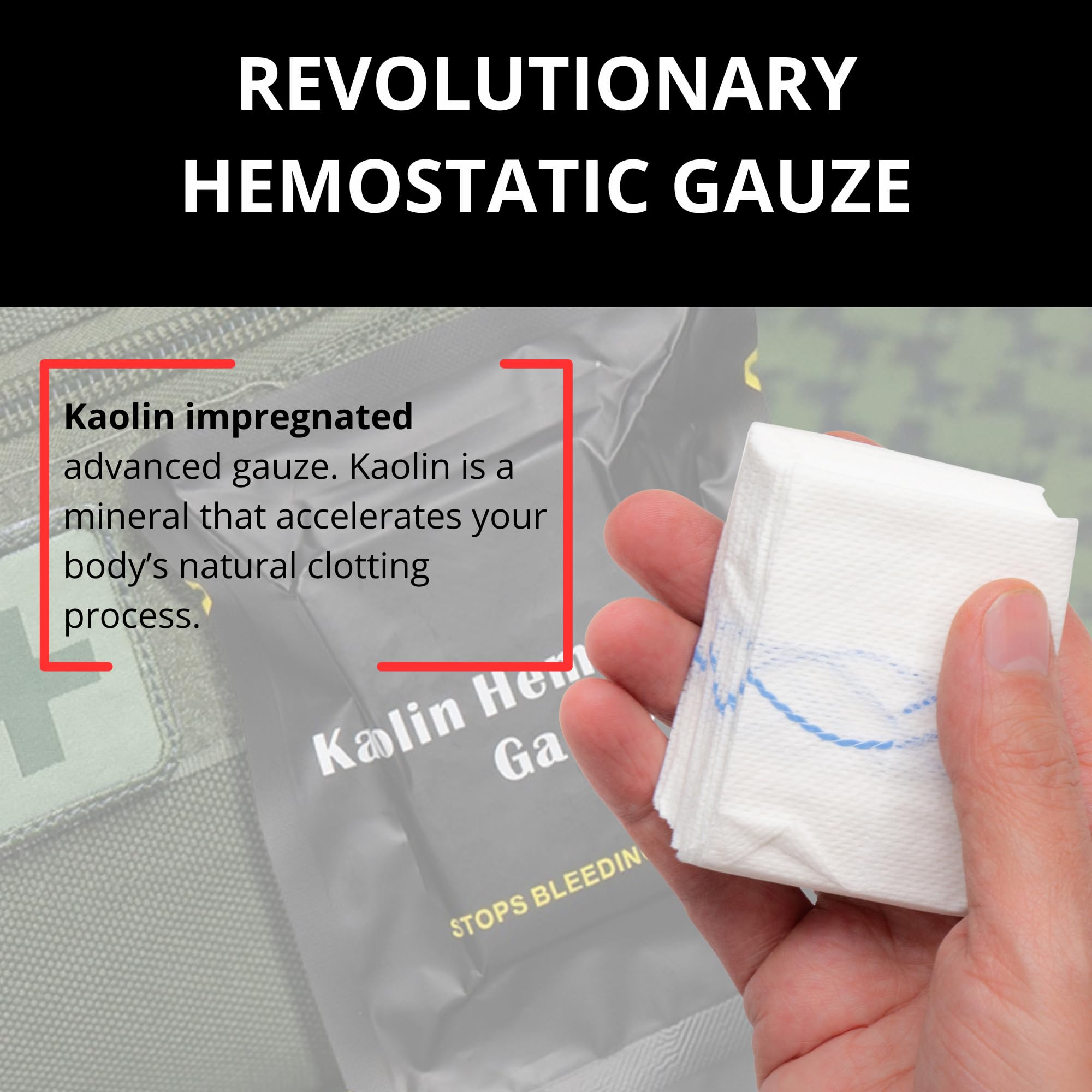 First Aid Advanced Quick Clotting Combat Gauze - Flexible Hemostatic - Stop The Bleed kit Faster Wound Packing Gauze with Quick