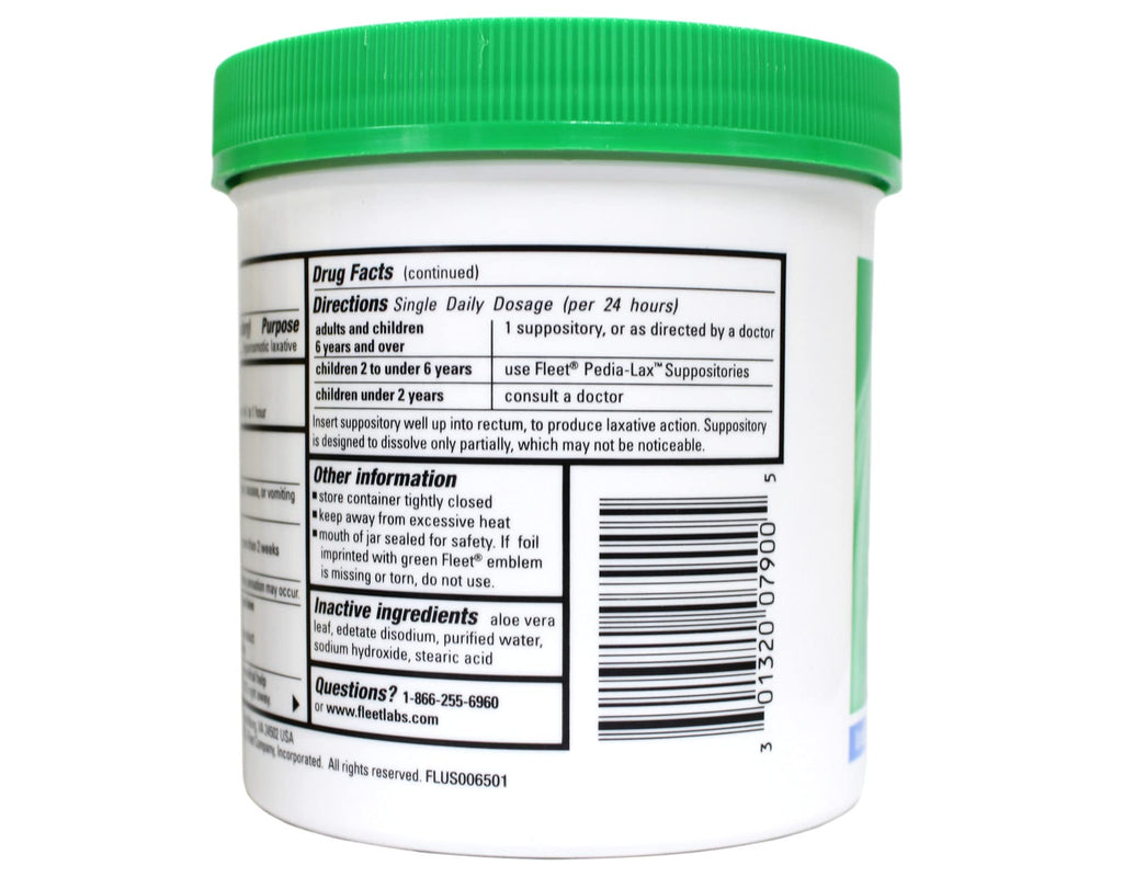 Fleet - Glycerin Suppositories, Laxative, Adult Jar, 100 Each