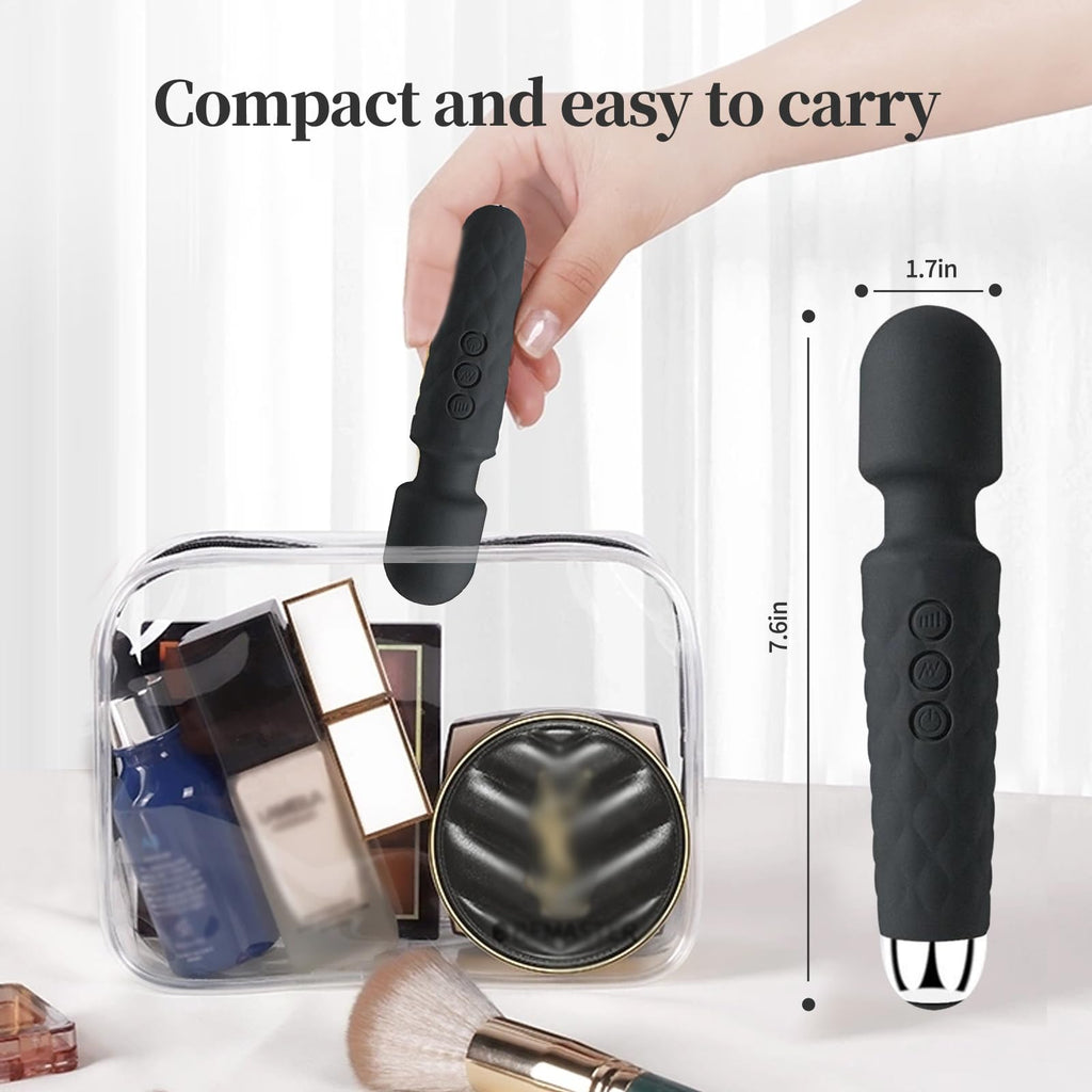 Vibrating Shoulder Muscle Massager, USB Rechargeable, Waterproof, 20 Speeds, 8 Vibration Modes, Mini, Travel Size (Black)
