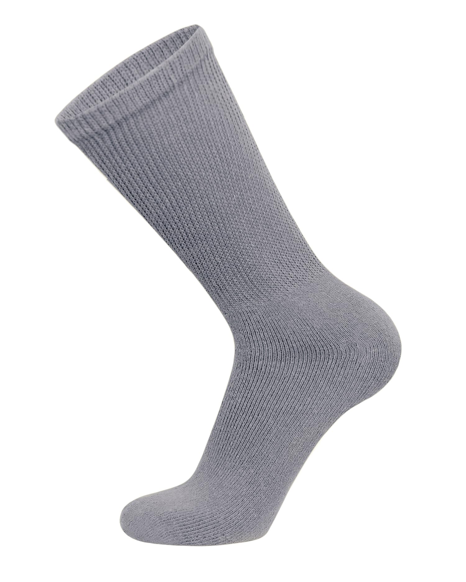 12 Pairs of Cotton Diabetic Neuropathy Crew Socks (13-16, Fits Men's Shoe Size 12-14.5, Gray)