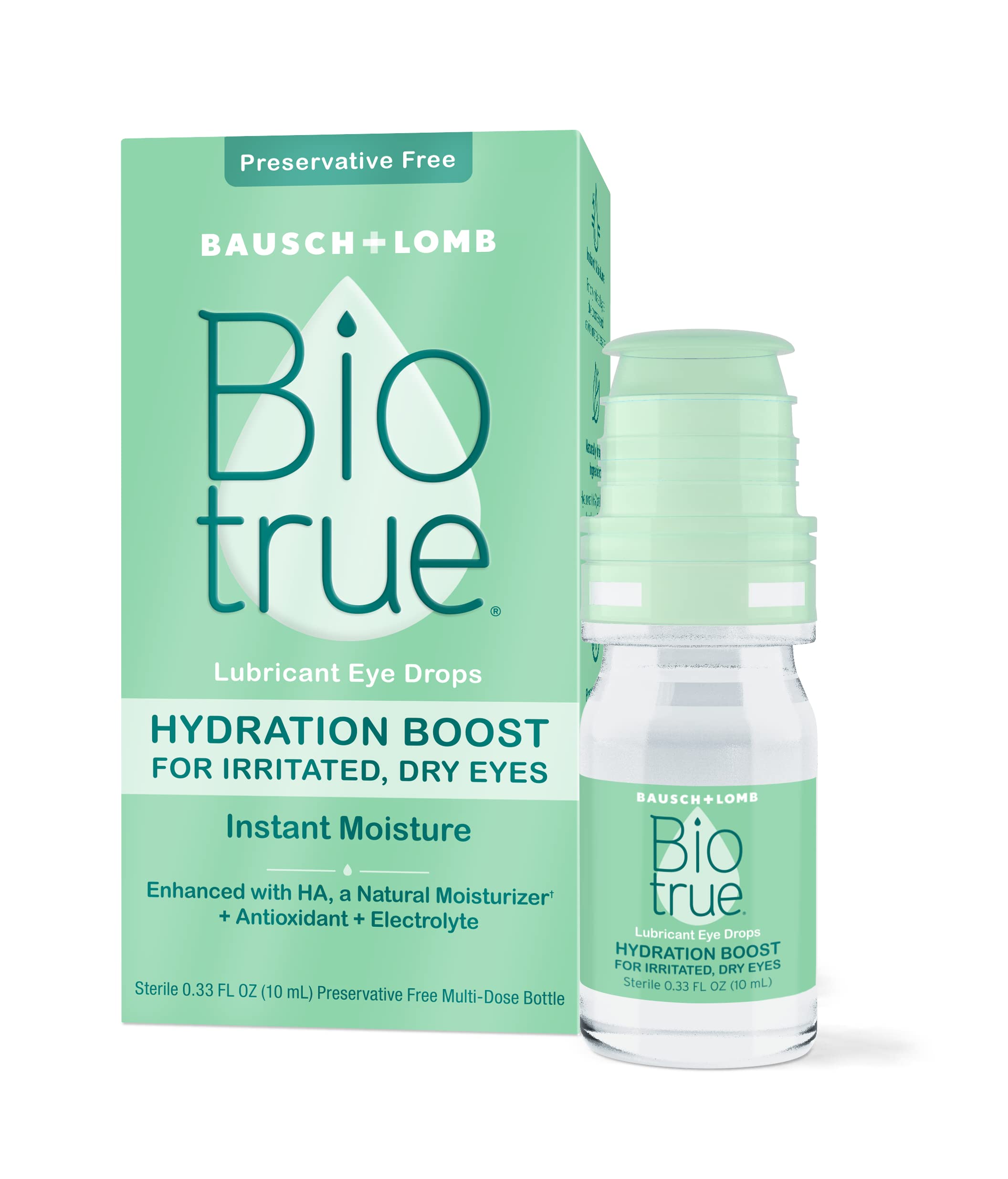 Biotrue Hydration Boost Eye Drops, Preservative Free, Soft Contact Lens Friendly for Irritated and Dry Eyes from Bausch + Lomb, 