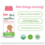 Wellements Organic Constipation Support | Safe and Gentle Organic Constipation Relief for Infants, Babies and Toddlers | No Hars