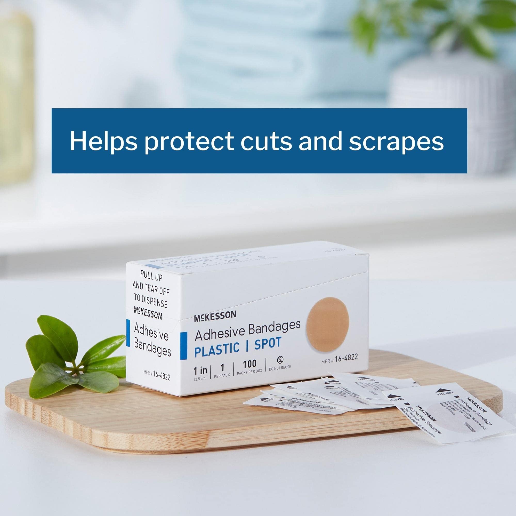MCK48222000 - Mckesson Brand Adhesive Spot Bandage McKesson 1 Inch Diameter Plastic Round Tan Sterile