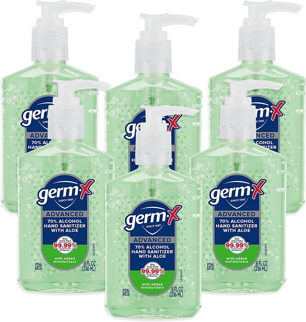 Germ-X Advanced Hand Sanitizer with Aloe and Vitamin E, Non-Drying Moisturizing Gel, Instant and No Rinse Formula, Pump Bottle, 