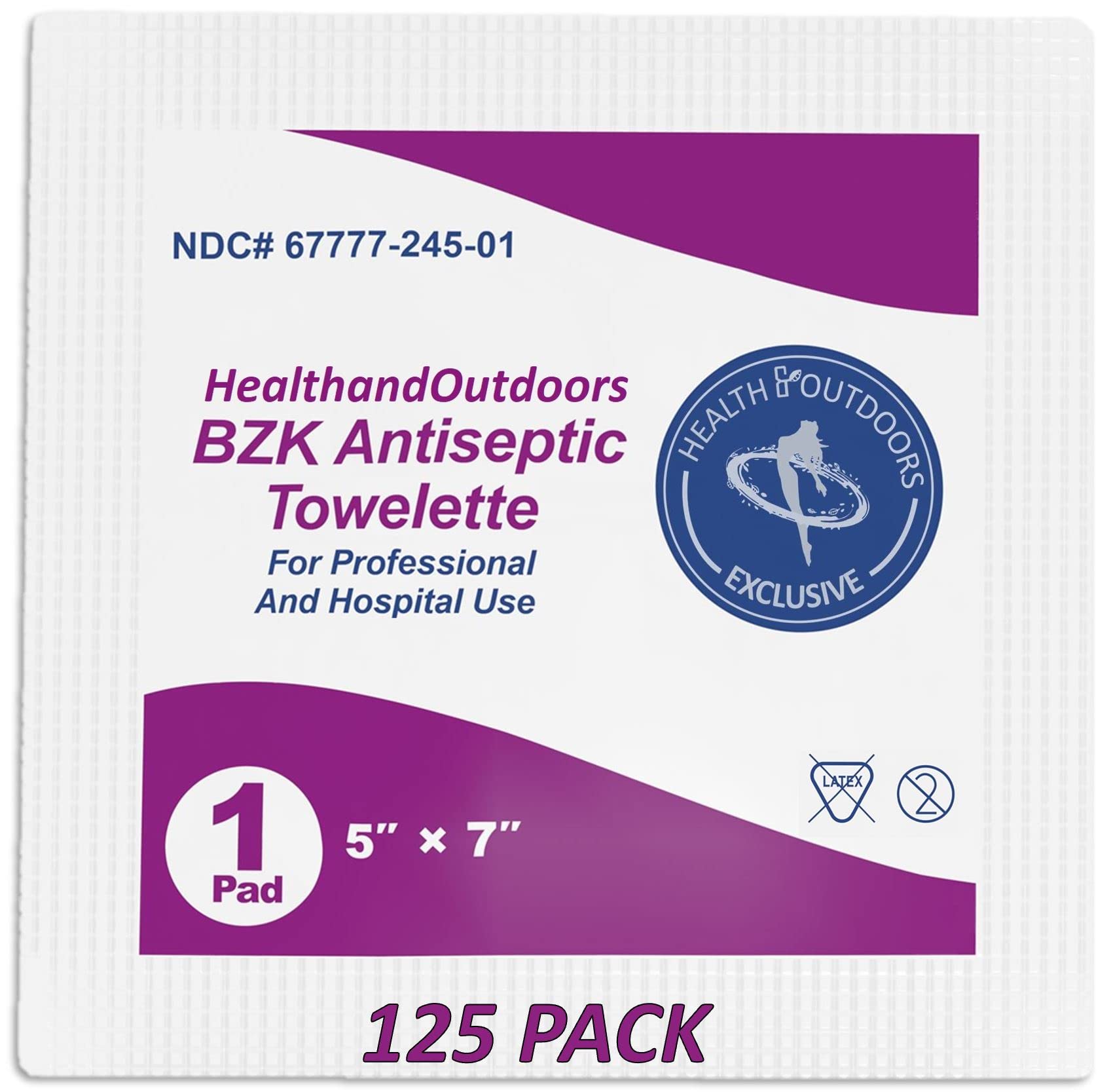 BZK Antiseptic Moist Towelette 5 x 7 Wipe (125 Count) Hand & Body Cleansing Wet Napkins Alcohol-Free Individually Wrapped Towels