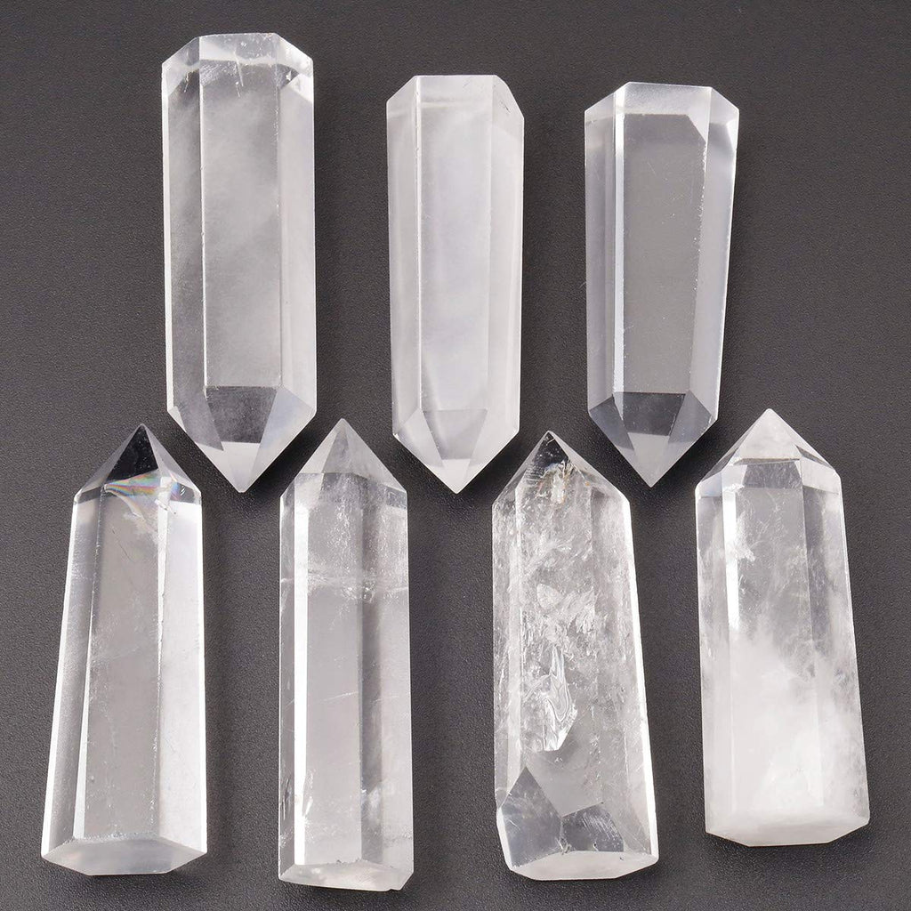 mookaitedecor 7 PCS Healing Crystal Wands 2 '' Amethyst, Rock Quartz, Rose Quartz, Black Obsidian, Lapis Lazuli, Green Aventurin