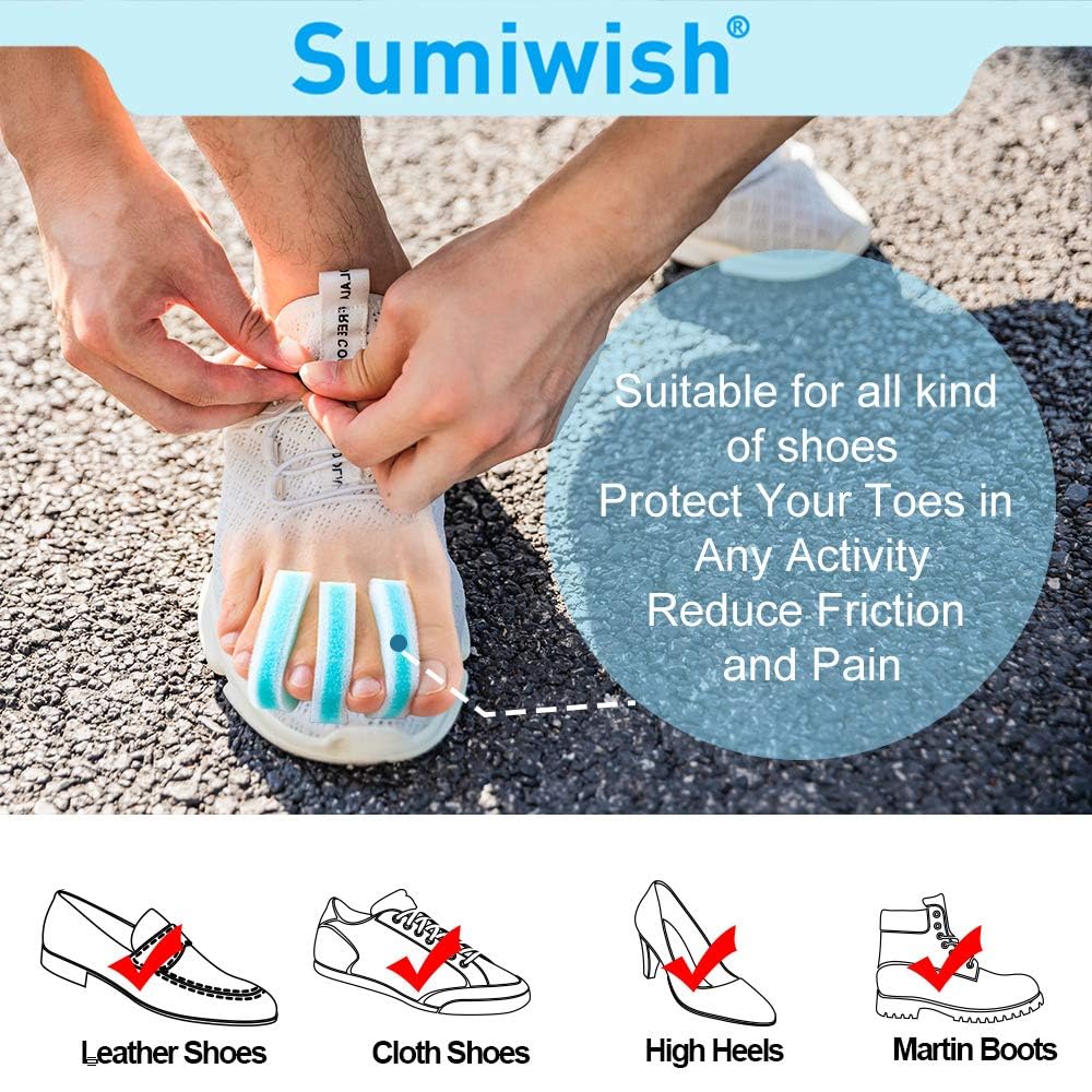 Sumiwish Foam Toe Separators, 20 Pack Breathable Toe Spacers, Reduce Friction and Relieve Corns Pain, Overlapping Toes Corrector
