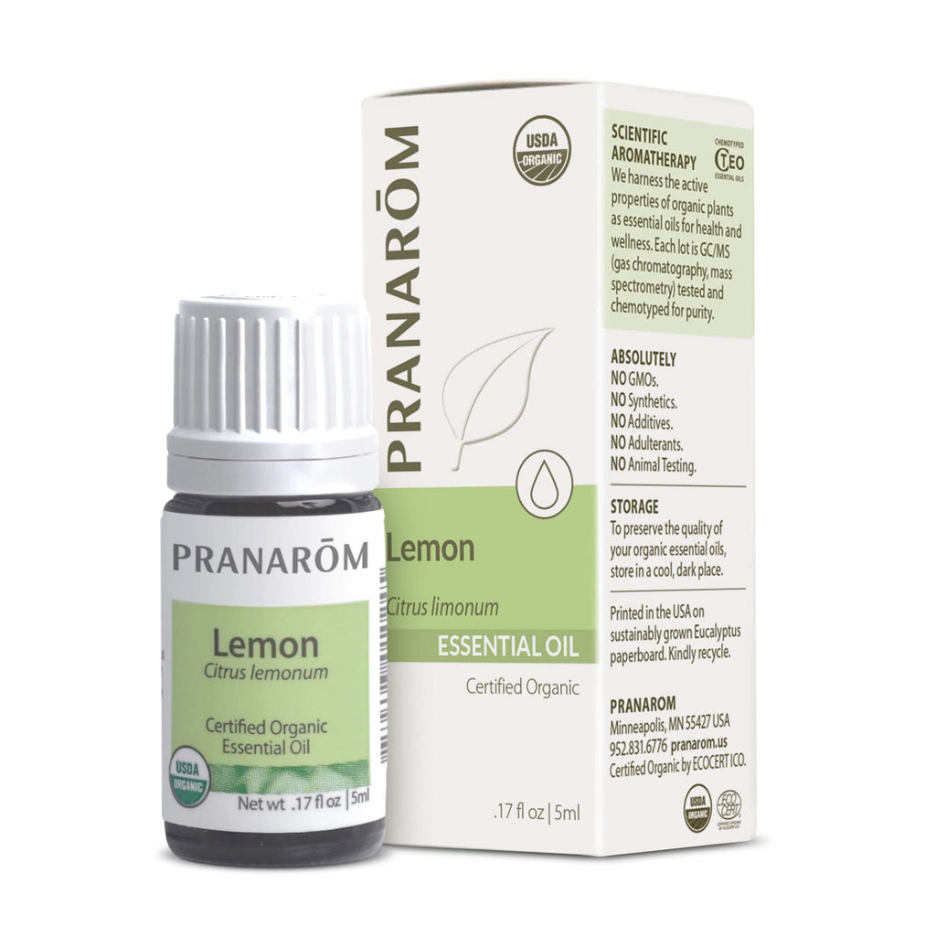 Pranarom USDA Certified Organic Lemon Essential Oil (5ml), 100% Pure Undiluted Therapeutic Grade from Argentina for Aromatherapy