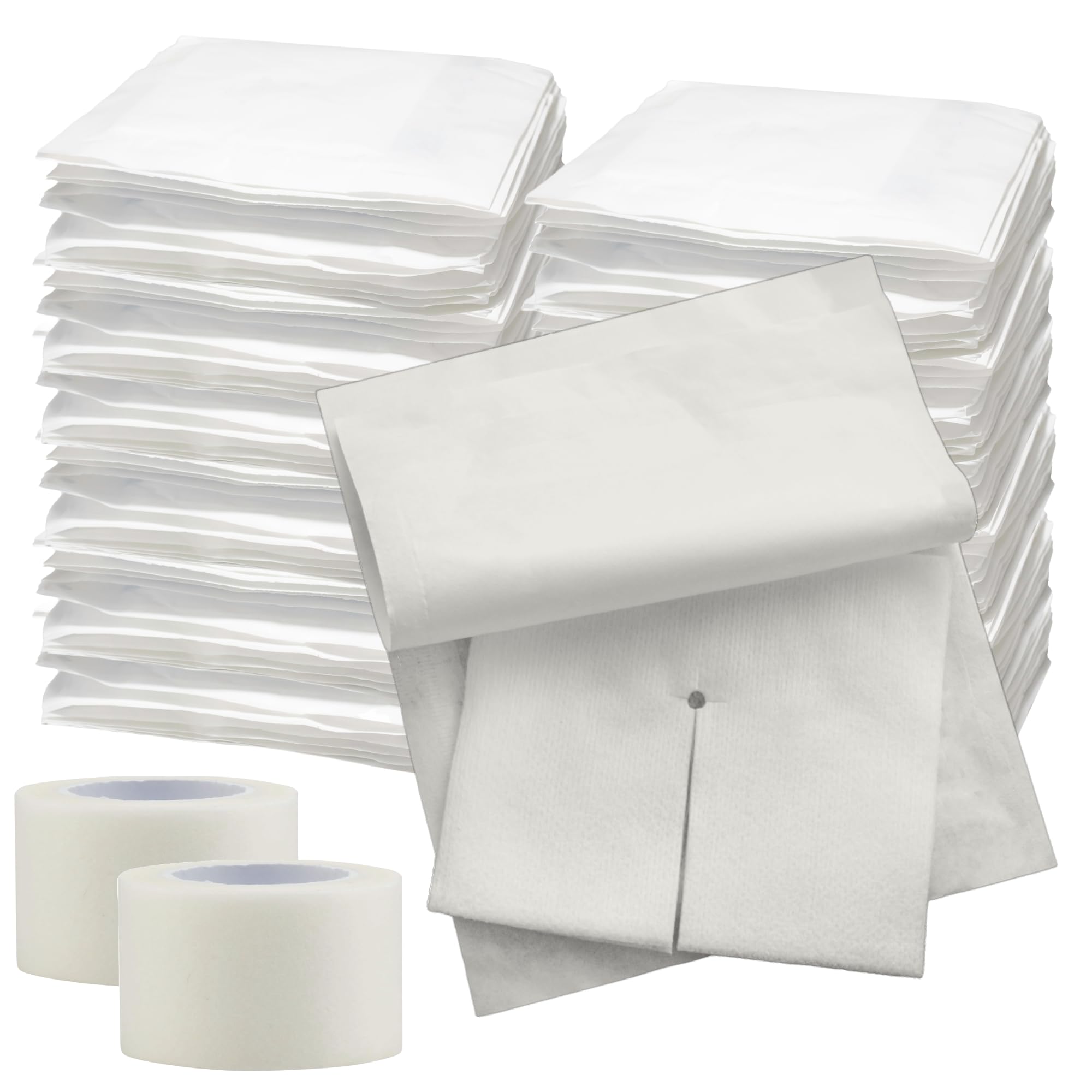 Split Drain Sponge Gauze 4x4 Sterile 6 Ply Pads [Pack of 100] Absorbent Precut 4X4 Non-Woven Slit Bandage for I.V. Tracheostomy 