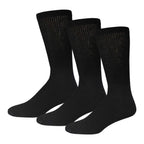 3 Pairs of Cotton Diabetic Neuropathy Crew Socks (13-16, Fits Men's Shoe Size 12-14.5, Black)