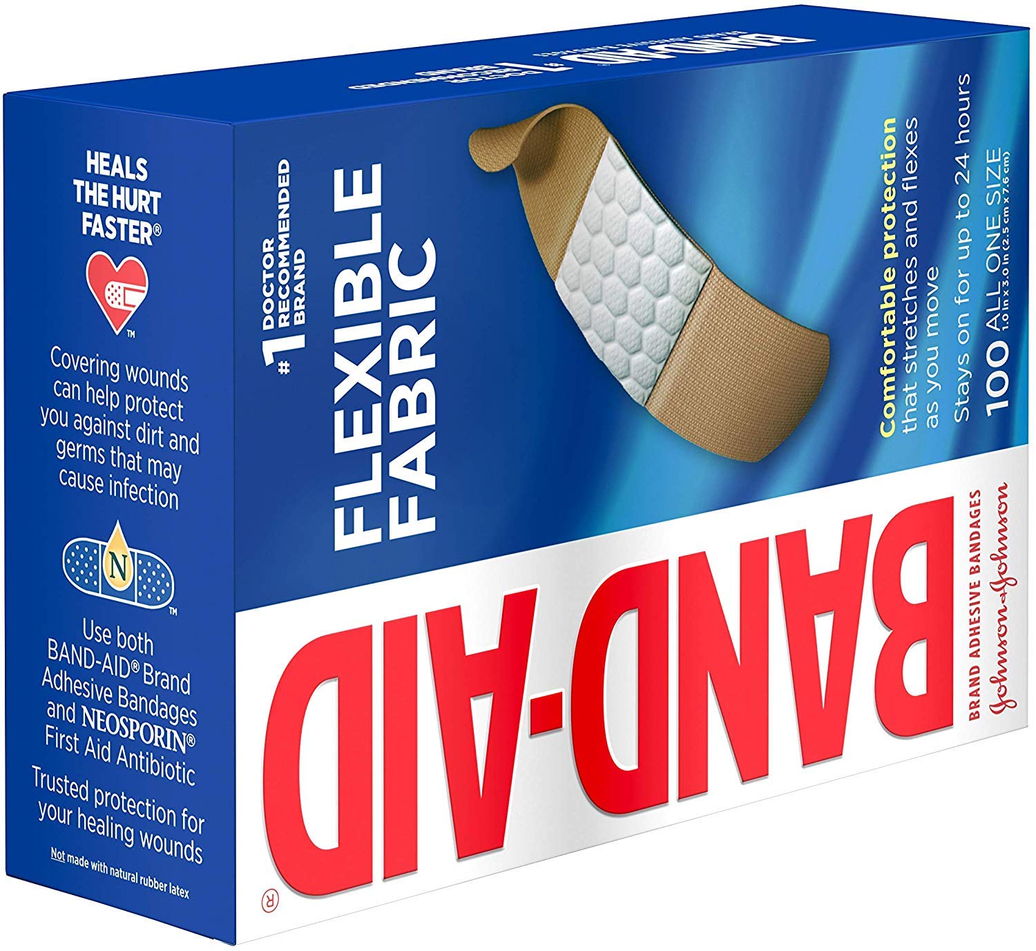 Johnson & Johnson JJ4444 Band-Aid Woven Adhesive Bandages, 1 '' x 3 '', Tan (Box of 100)