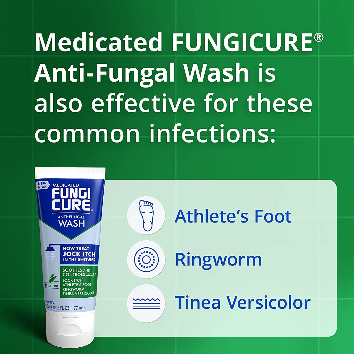 FungiCure Medicated Anti-Fungal Jock Itch Wash - Treat Jock Itch in The Shower- 6 Fl Oz (Pack of 2)