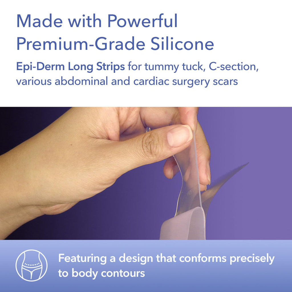 Biodermis Epi-Derm Keloid Long Strips, Silicone Gel Sheeting for Scars, Ideal for C-Section, Tummy Tuck, Cardiac Surgery Scars,