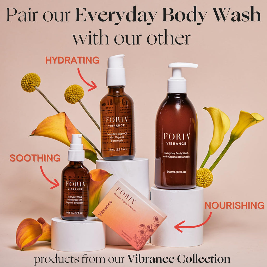 FORIA Everyday Body Wash | Organic, All-Natural, pH-Friendly Feminine Wash | Fragrance-Free with Probiotics | Sensitive Skin Saf