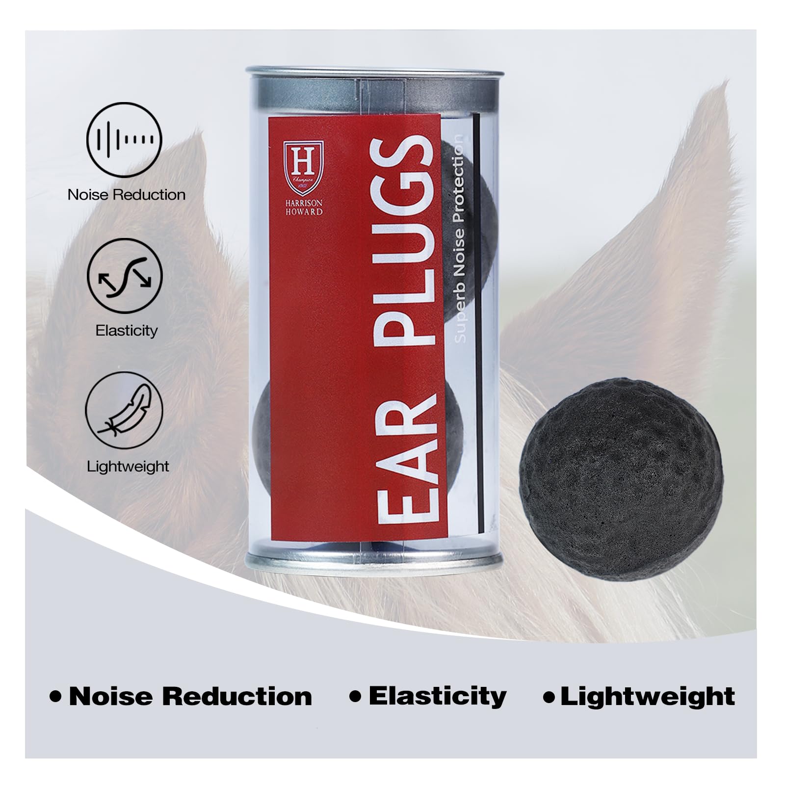 Harrison Howard EaseFit Equestrian Earplugs 3cm Horse Foam Ear Plugs Balls 2 PCS-Mars Black