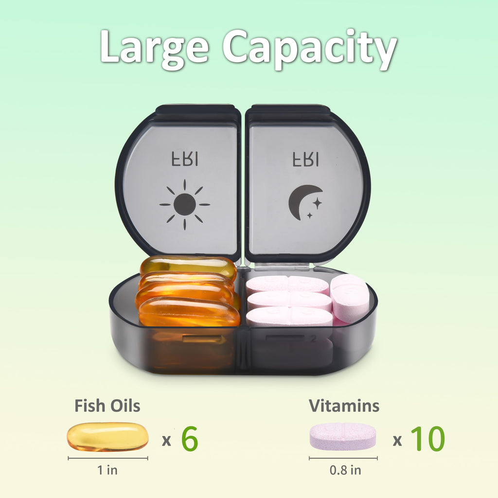 Fullicon Large Capacity Pill Organizer, Secure Pill Case with Durable Printing, Spill Proof Daily Pill Organizer, 7 Day Pill Box