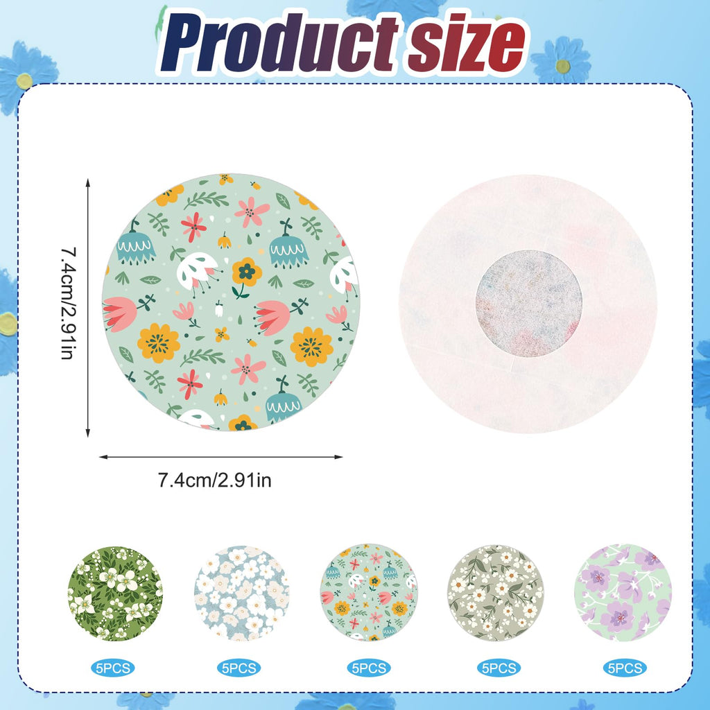 25pcs Adhesive Patches for Libre 2 or 3, CGM Overpatches, Sensor Covers Flower Print, Medical Breathable & Waterproof Glucose Su