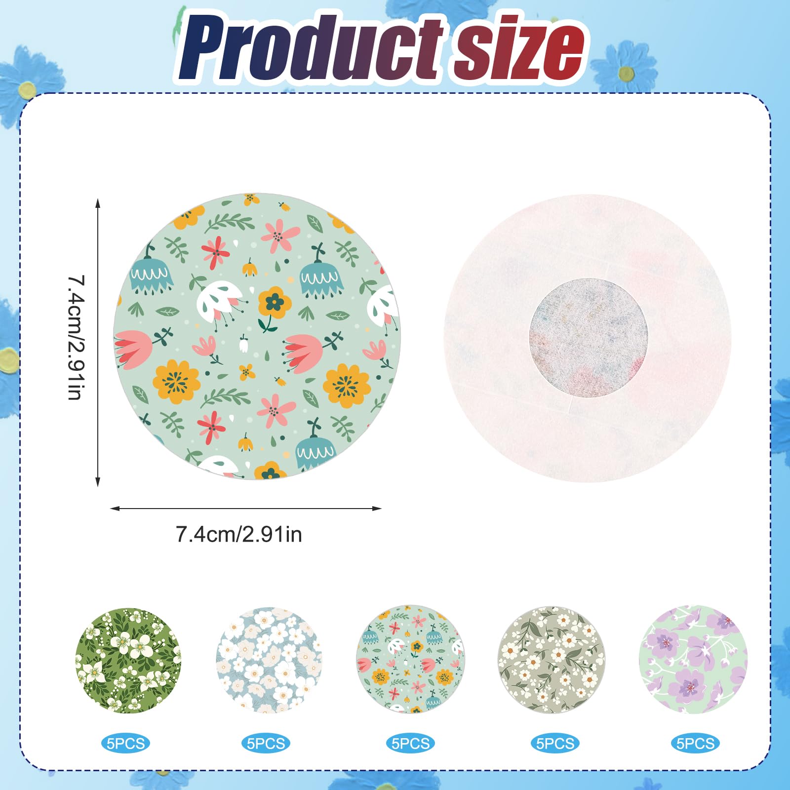 25pcs Adhesive Patches for Libre 2 or 3, CGM Overpatches, Sensor Covers Flower Print, Medical Breathable & Waterproof Glucose Su