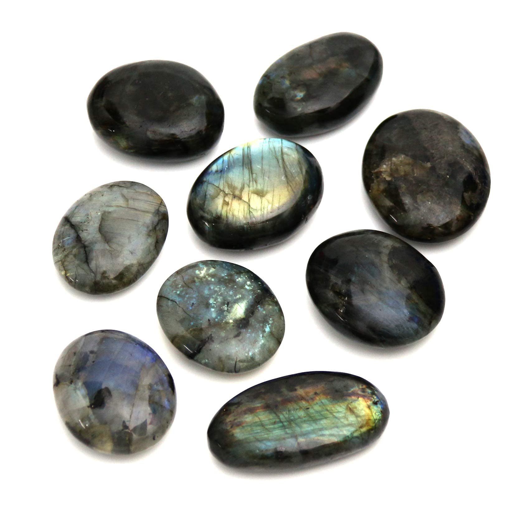 Nvzi Labradorite Crystal, Labradorite Tumbled Stone, Palm Stone, Worry Stones for Anxiety, Healing Crystal Gemstones, Crystals a