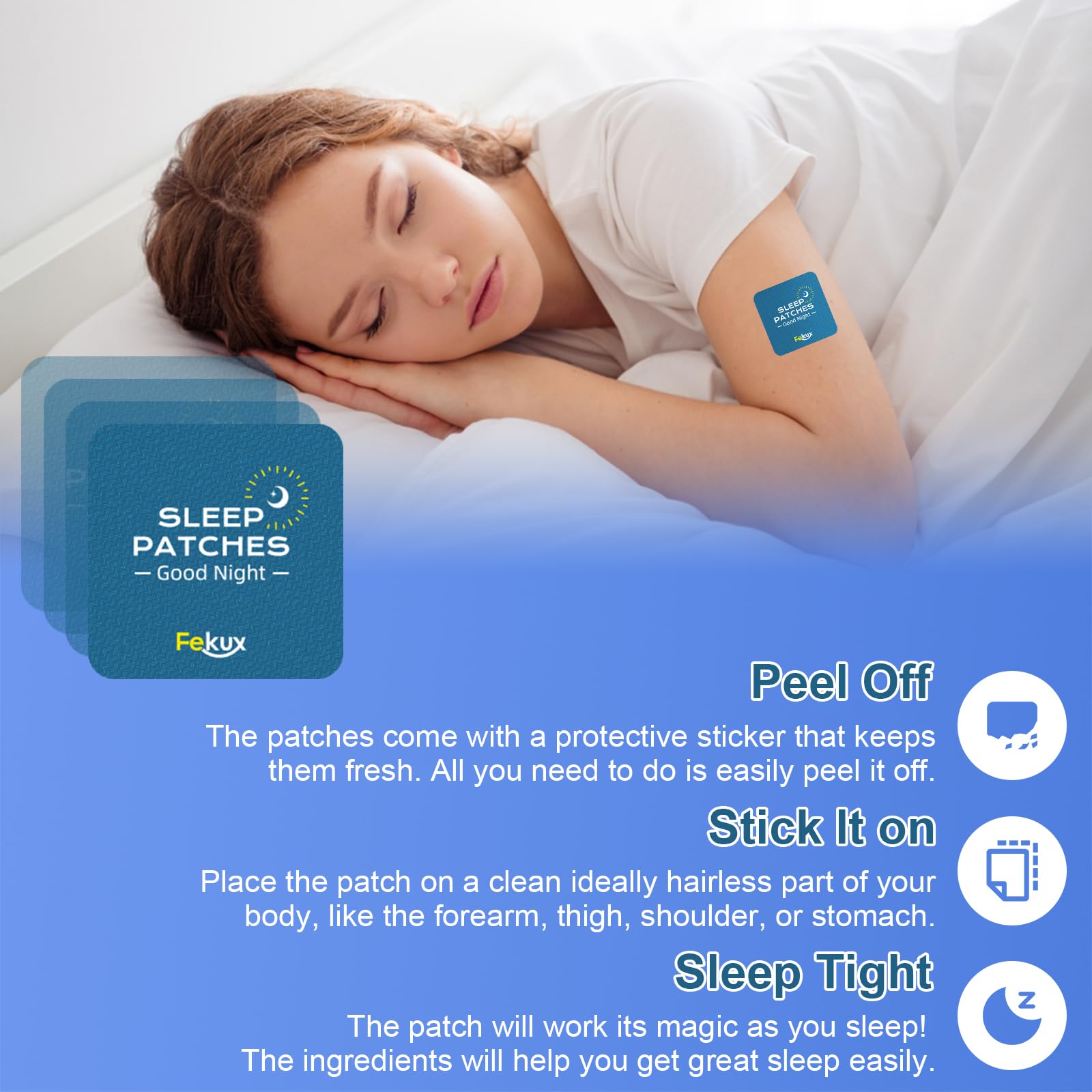 Fekux Sleep Patches for Adults Extra Strength - 30 Pcs Sweet Dreams Patches for Sleep, All Natural Sleeping Patches for Adults,