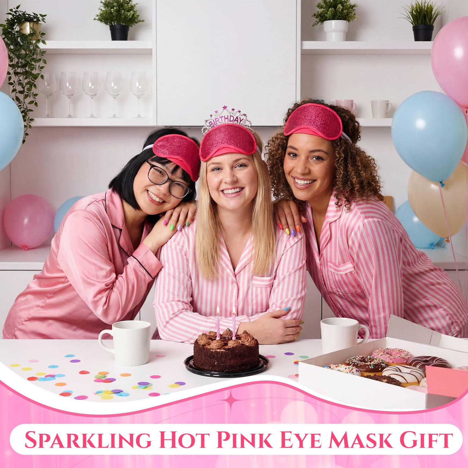 Chicingyou 12 Pcs Glitter Eye Mask Bulk Sleep Masks Eye Cover for Party Gifts Blindfold with Adjustable Elastic Strap for Bachel