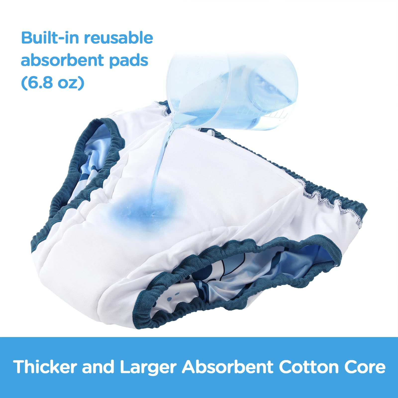 Littleforbig Soft Silky Underwear Comfortable Washable Reusable Adult Training Pants - Little Blue S