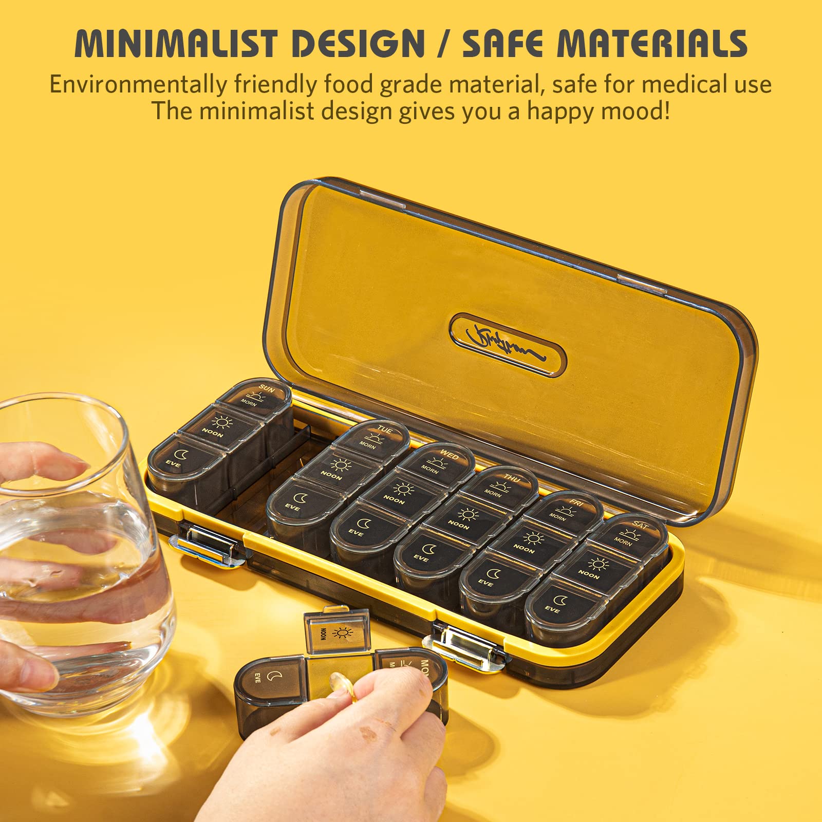 Zonlong Weekly Pill Organizer/ Dispensers, 3 Times A Day, 7 Day Large Compartments Travel Pill Container/ Box, Moisture-Proof Me