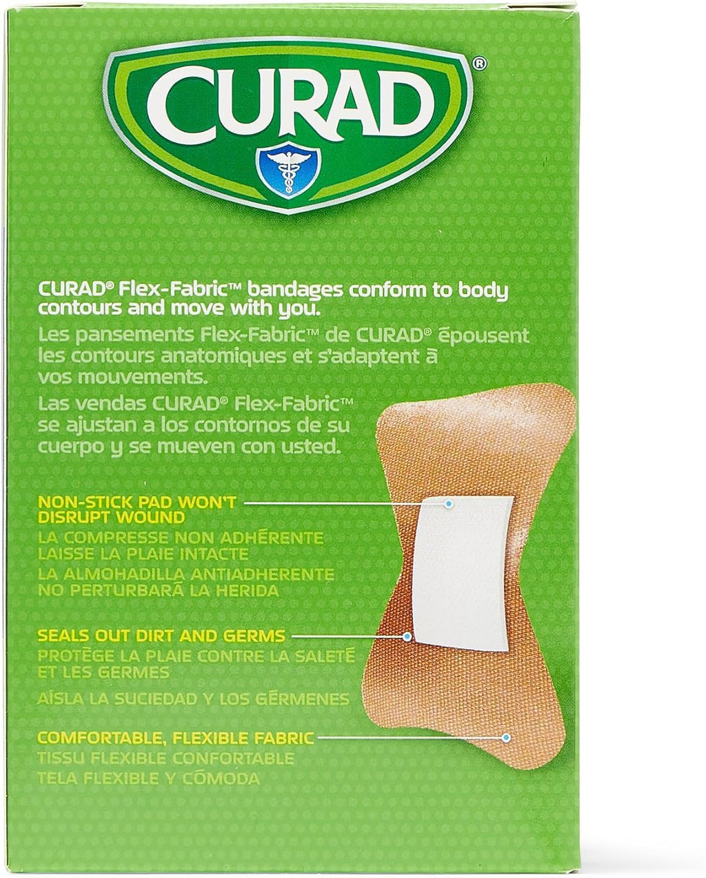CURAD Flex-Fabric Adhesive Bandages, 2 x 1.75 Inch, Fingertip, Box of 100, Pack of 2