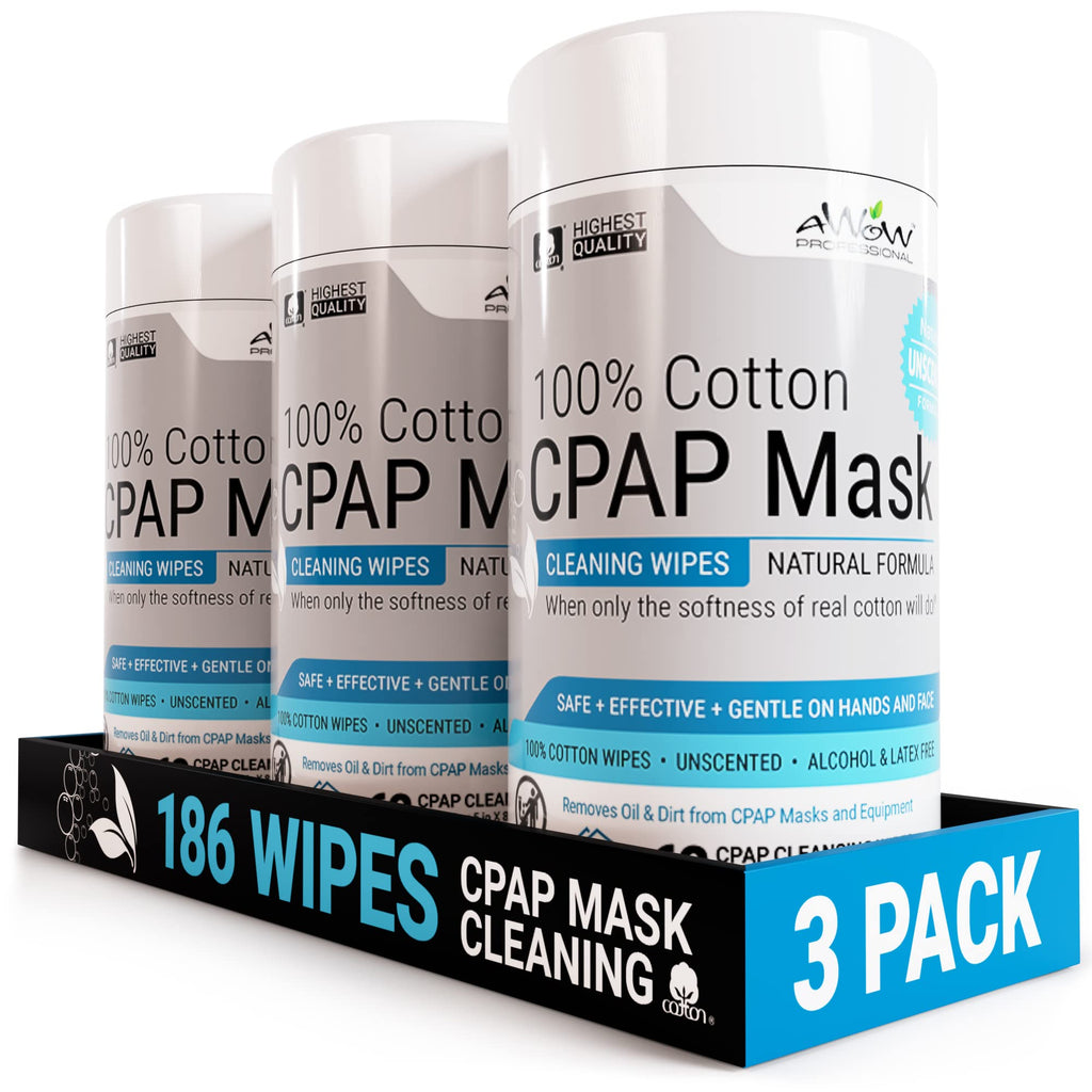 AWOW Professional CPAP Cleaning Wipes - Unscented 100% Cotton, Make CPAP Mask Cleaning Easy for Daily CPAP/BiPAP Mask Maintenanc