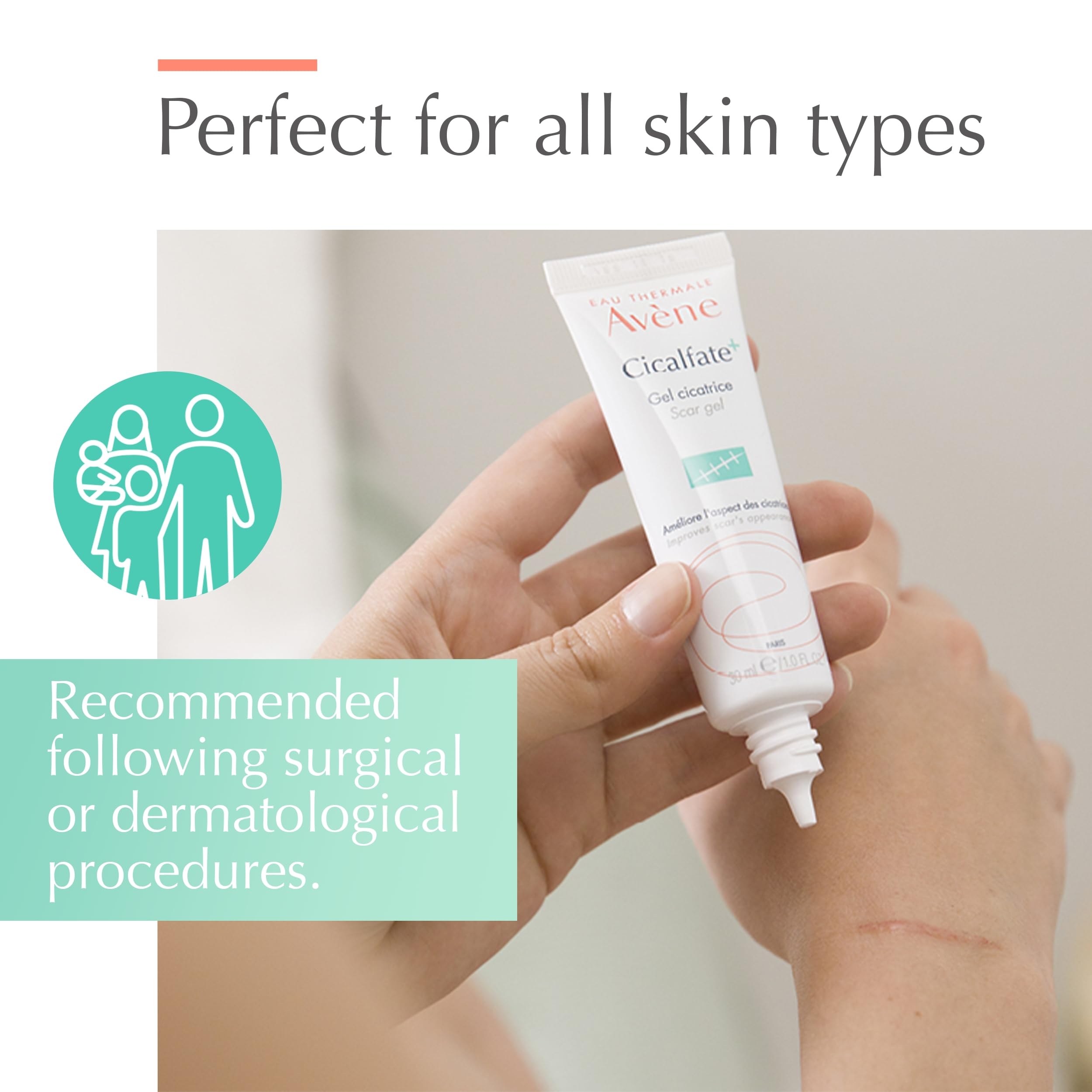 Eau Thermale Avne Cicalfate+ Scar Gel, Silicone Massage Gel for Scars, Superficial Scars, Dermatological Scars, 1 fl.oz.