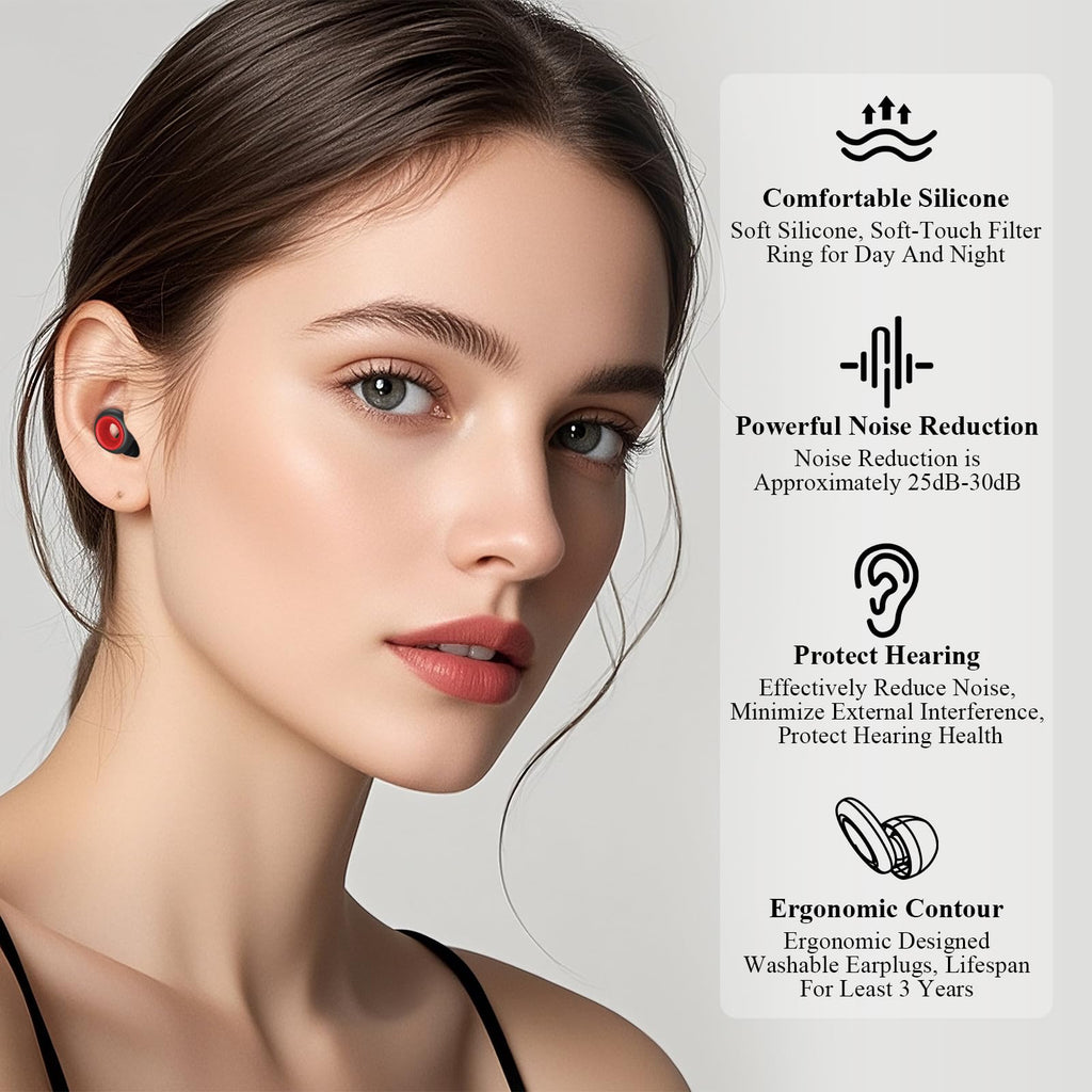 Ear Plugs for Sleeping Noise Cancelling, 30dB Noise Reduction Earplugs, Soft Silicone Reusable Hearing Protection Earplugs for D