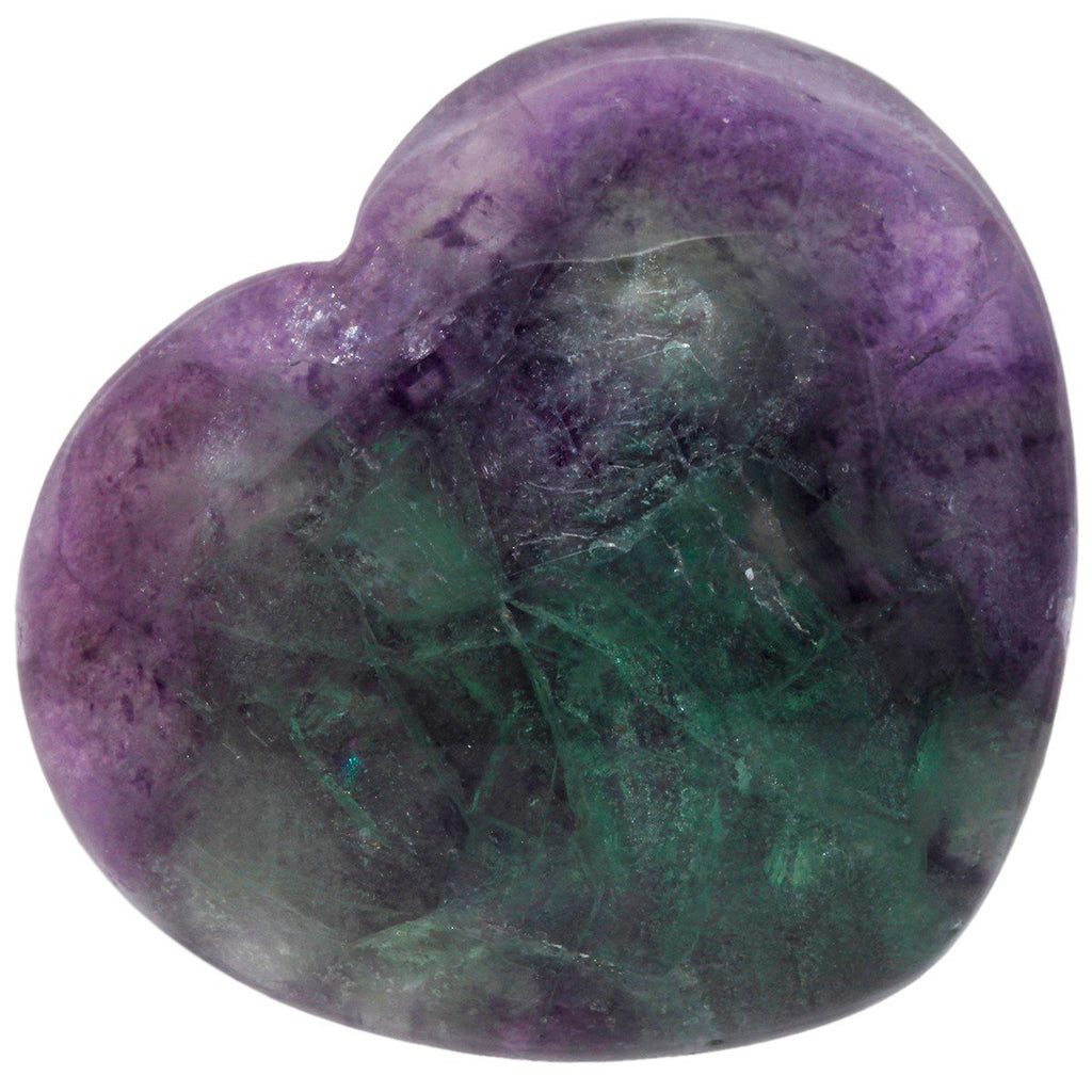 mookaitedecor Healing Crystals Fluorite Heart Love Worry Palm Stone Reiki Balancing 1.6 Inch