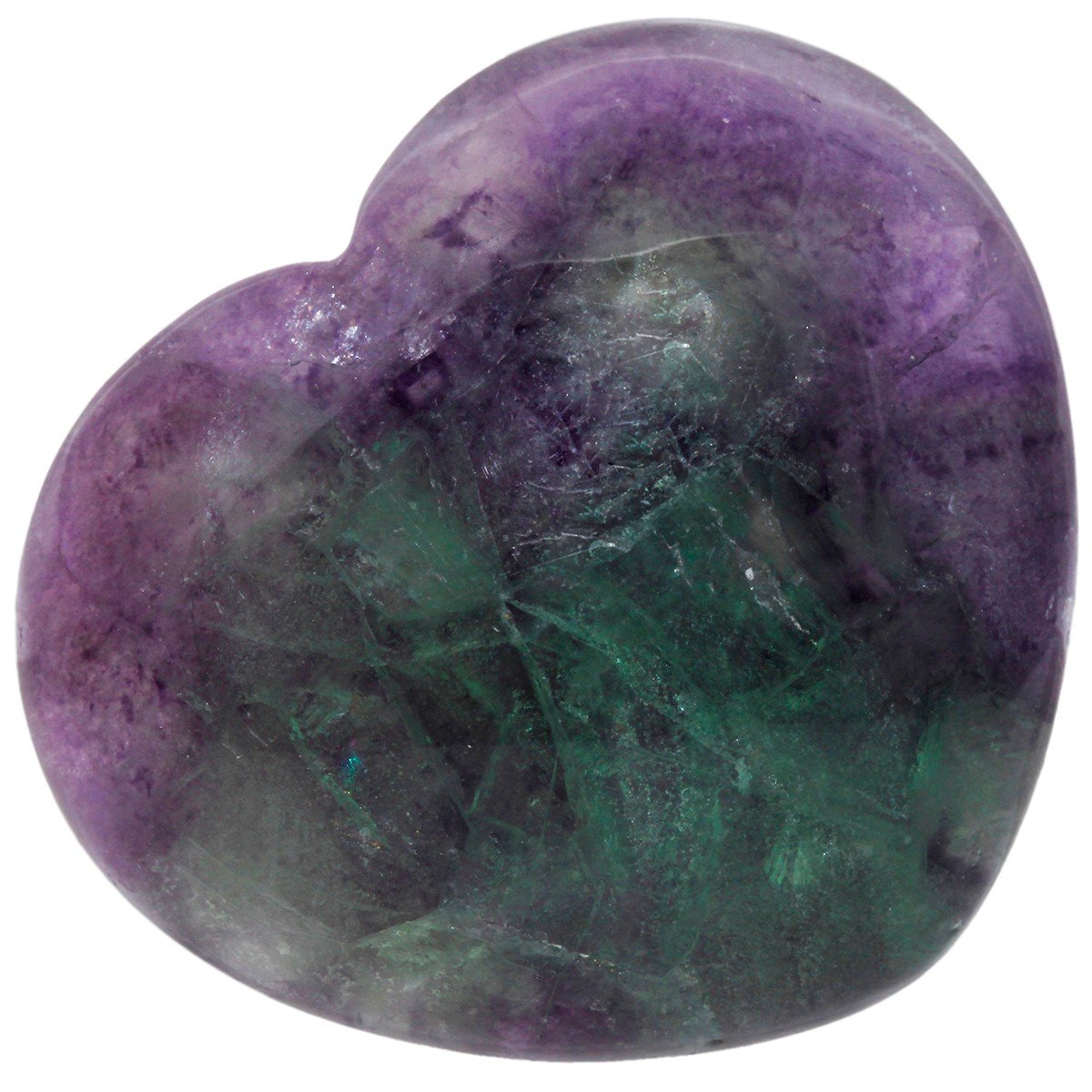 mookaitedecor Healing Crystals Fluorite Heart Love Worry Palm Stone Reiki Balancing 1.6 Inch