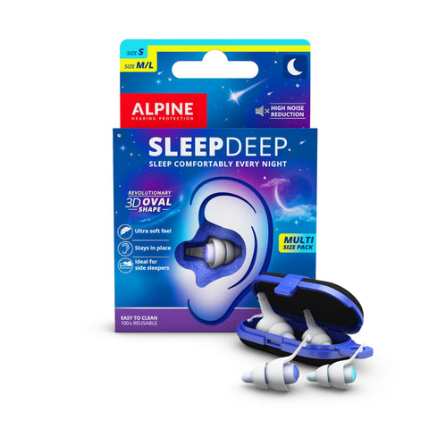Alpine SleepDeep Multisize - Soft Ear Plugs for Sleeping and Concentration - New 3D Oval Shape and Noise Reducing Gel for Better