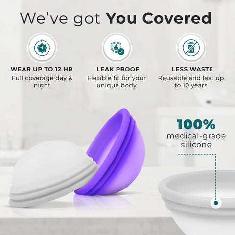 CareCup Reusable Menstrual Disc - Set of 2 Menstrual Cup - Soft Period Disc for Women Designed with Flexible, Medical-Grade Sili