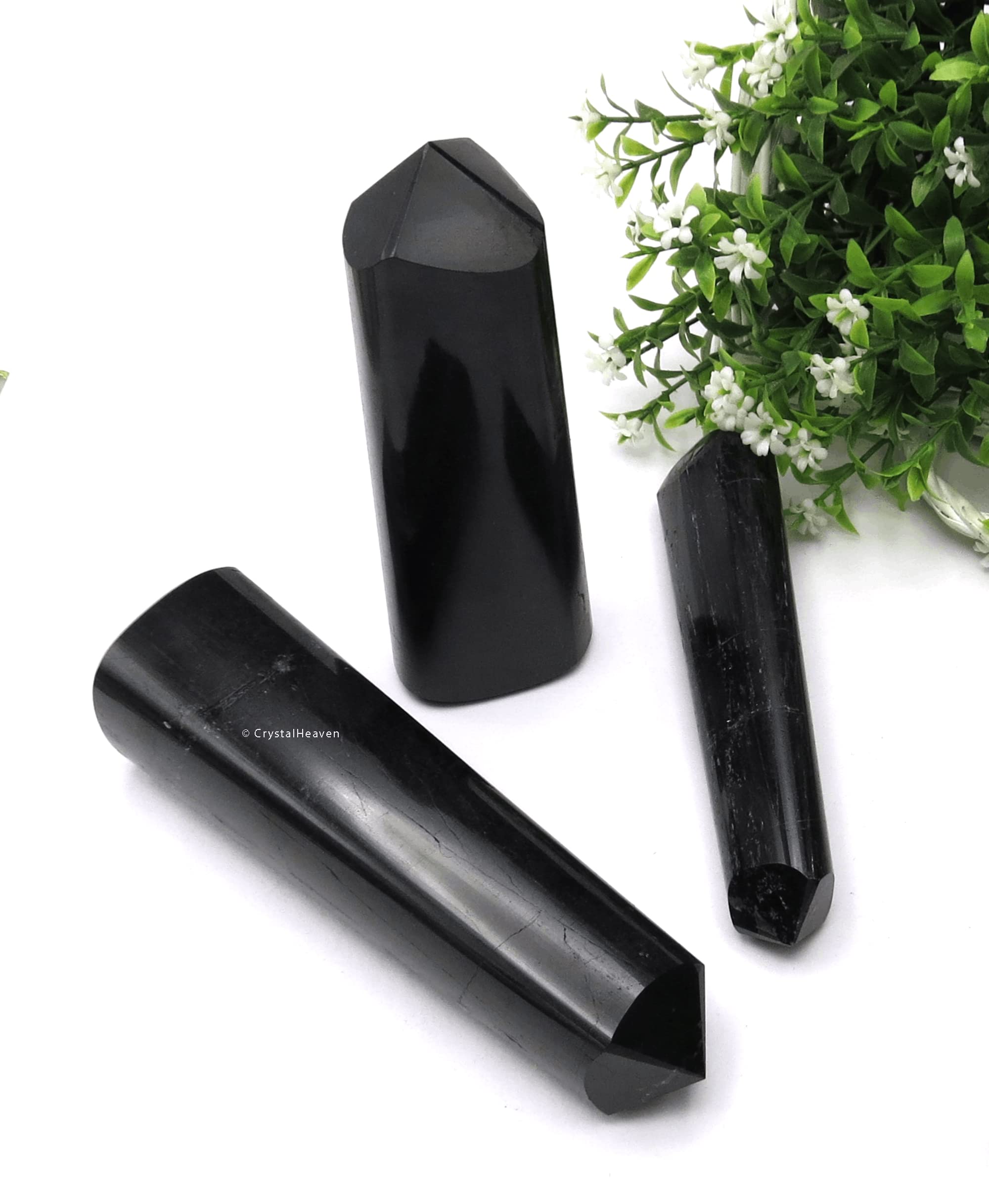 Crystal Heaven Black Tourmaline Crystal Tower Obelisk Point For Chakra, Healing And Balancing - Aaa Grade Original Certified Gem