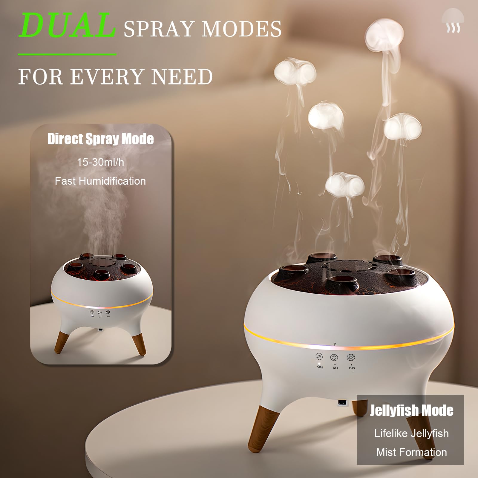 Holwim Essential Oil Jellyfish Diffuser, Aromatherapy Diffuser, 250ml Ultrasonic Cool Mist Humidifier, Music Sync Jelly Fish Dif