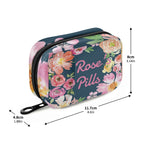 Custom Pill Box 7 Day Pill Case Bag Watercolor Floral Flower Personalized Name Travel Pill Organizer Bag with Zipper Portable We