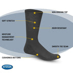 Dr. Scholl's Men's Diabetes & Circulator Socks, White, 13-15