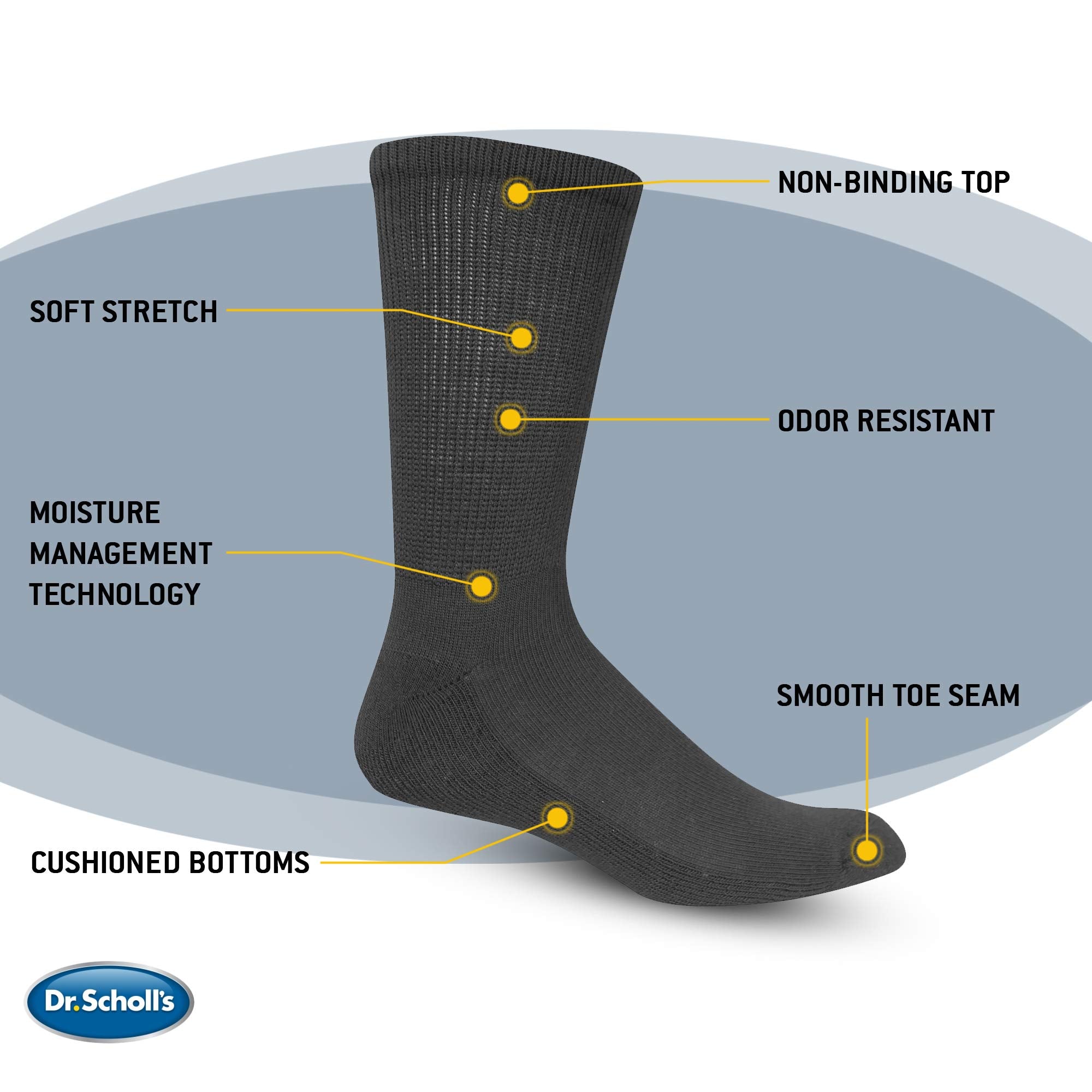 Dr. Scholl's Men's Diabetes & Circulator Socks, White, 13-15