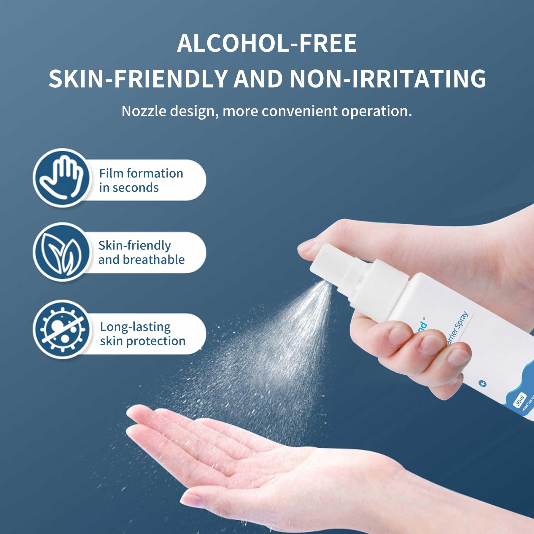 ovand 60ml Ostomy Skin Barrier Spray, No-Alcohol No-Sting Ostomy Care Skin Barrier Spray Colostomy Supplies Accessories