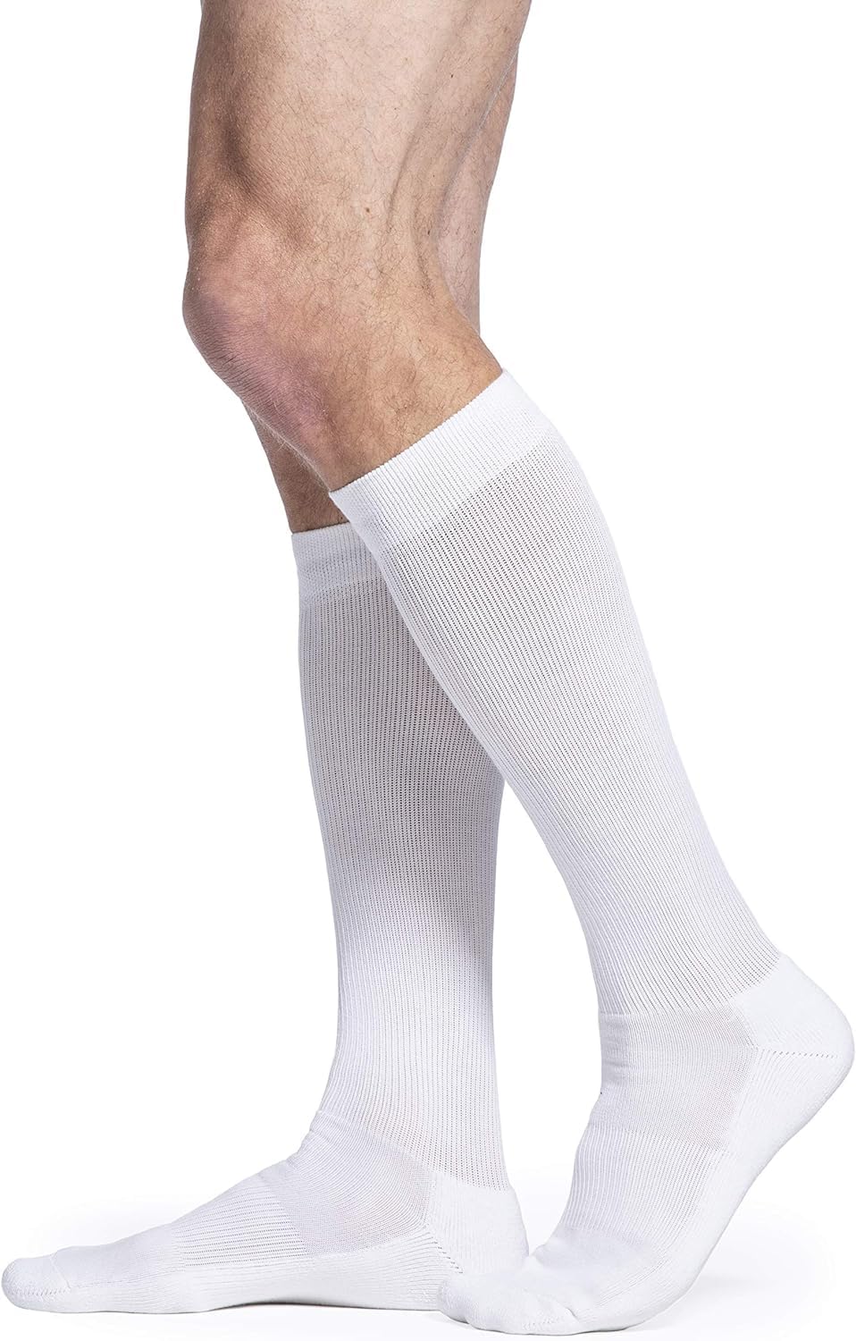 Sigvaris Mens Motion Cushioned Cotton 360 Closed Toe Calf-High Socks 20-30mmHg - White - Extra Large Long