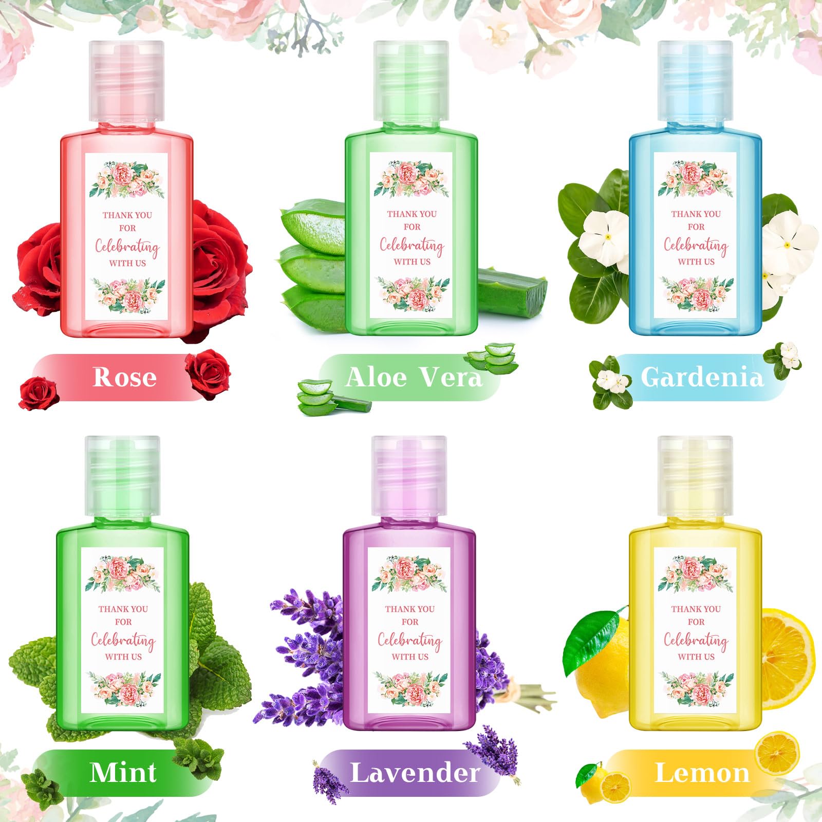 Gejoy 48 Pack Mini Hand Sanitizer Bulk Wedding Party Favors for Guests Hand Sanitizer Travel Size Thank You Hand Soap Gifts for