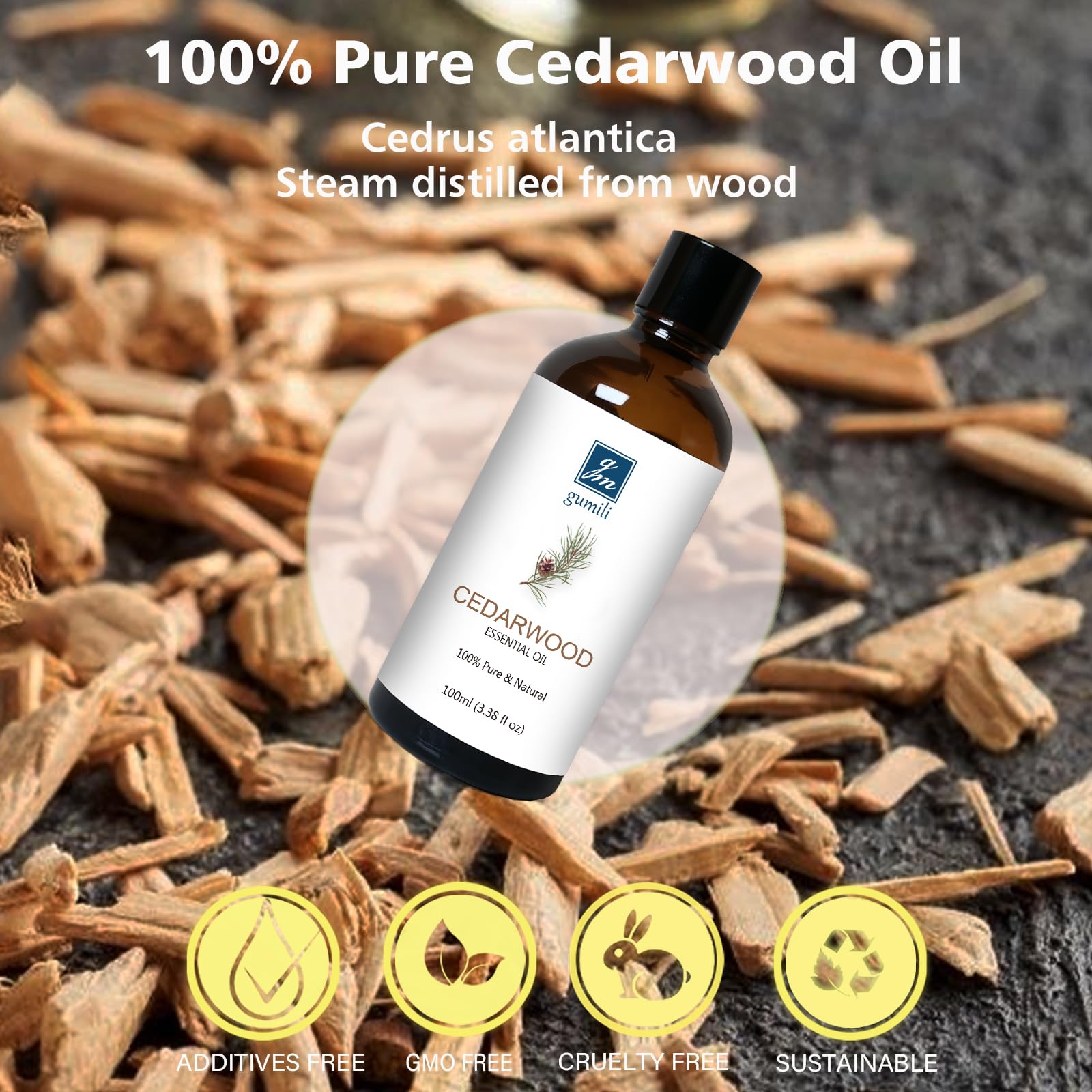 GM Gumili Cedarwood Essential Oil for Diffuser Skin Hair Holiday Home Care