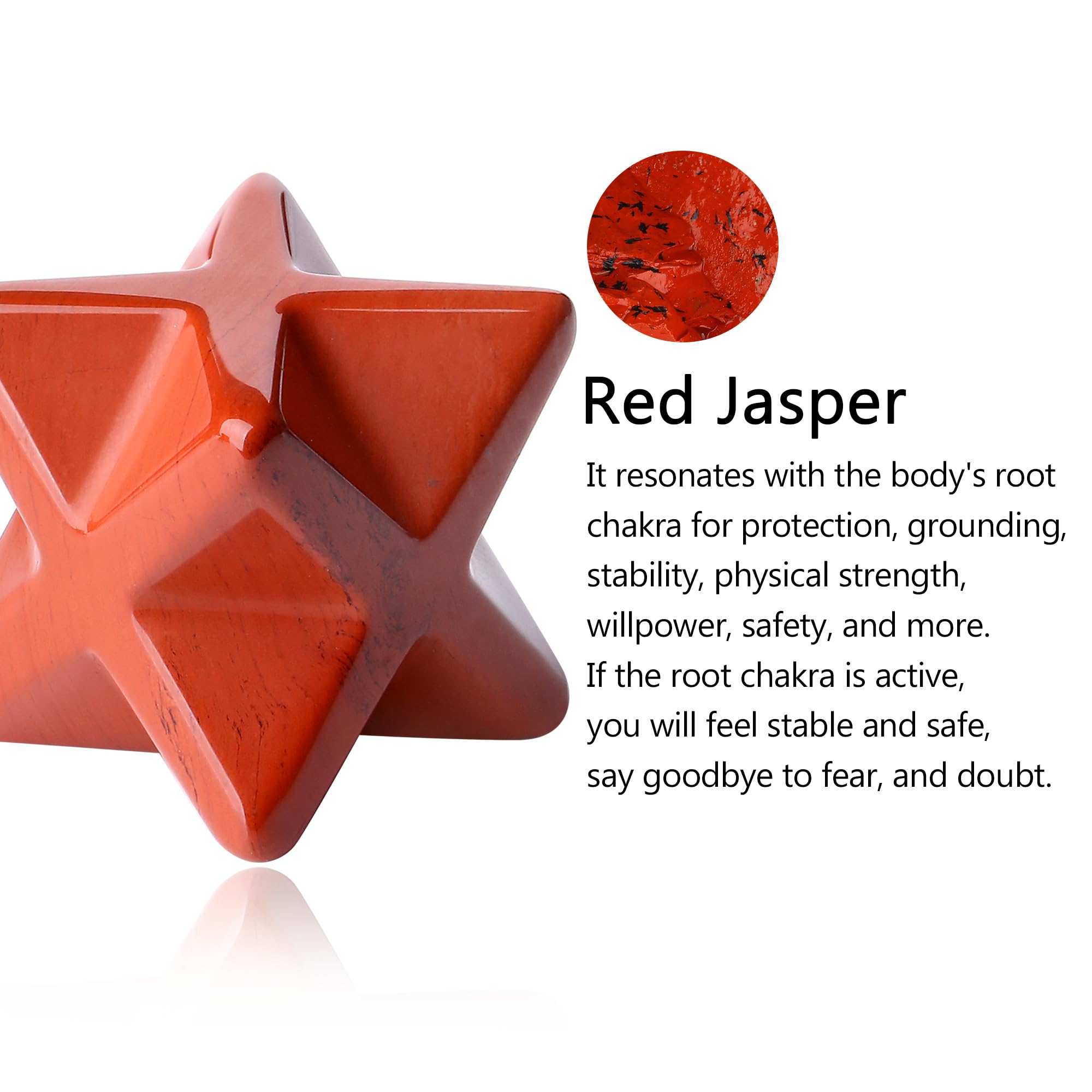 QINJIEJIE Red Japer Merkaba Crystal, 1 Natural Healing 3D Star Dodecahedron Stones, Sacred Meditation Energy Generator Home Deco