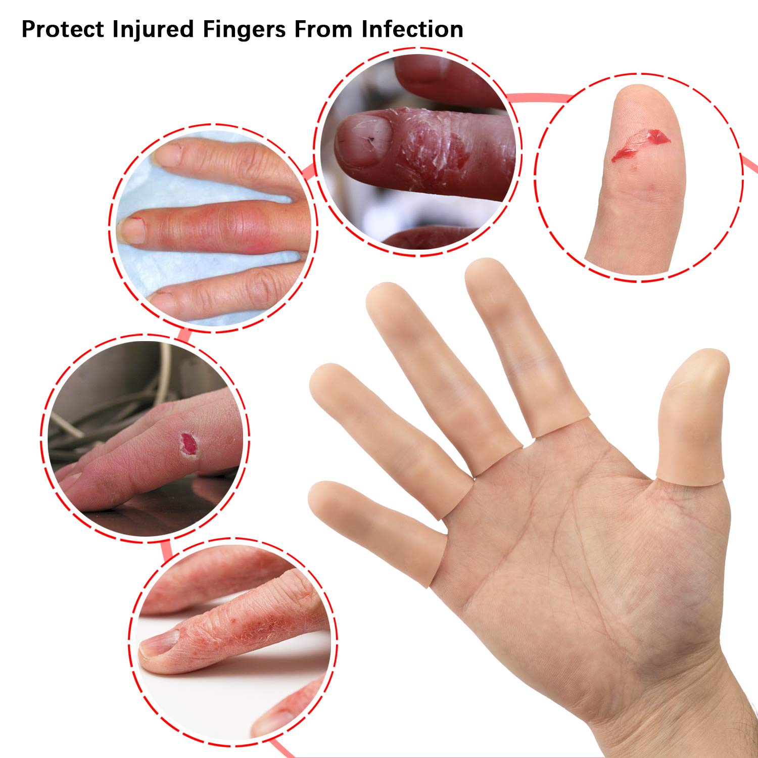 ANCIRS Gel Finger Support Protector Gloves, Gel Finger Cots/Covers - Different Sizes Silicone Fingertips for Hands Cracking, Ecz