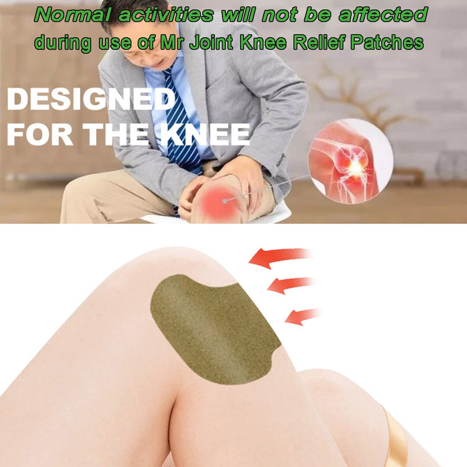 Kisinly Knee Patches, 30 Pcs Wellknee Natural Knee Relief Patch, Herbal Wormwood Warming Extract Sticker for Knee (30)